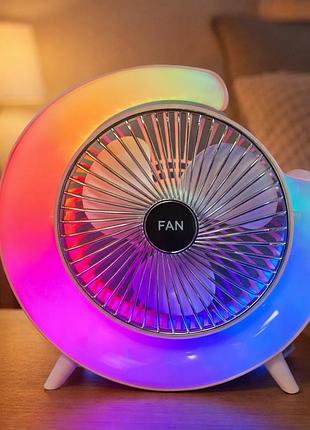 Настольная led лампа-вентилятор 2в1 с аккумулятором и rgb подсветкой, usb