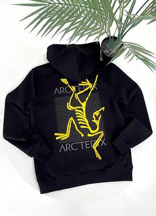 Чоловіче зимове худі arcteryx чорне кофта арктерикс із капюшоном на мікрофлісі m (b)