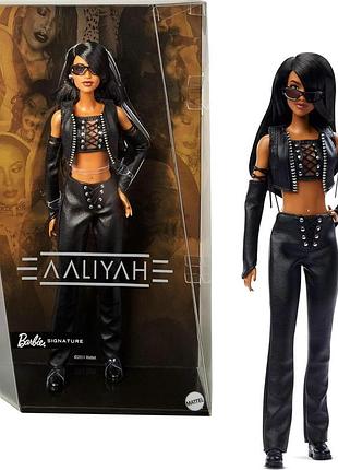 Barbie signature aaliyah лялька колекційна в чорному костюмі зі штучної шкіри натхненна кліпом «one in a million» для фанатів і