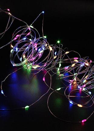 Светодиодная гирлянда usb + battery box xmas 100 led мультицветная 10 м 220v