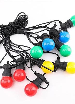 Гирлянда новогодняя светодиодная 10 шт 5 м rgb bulbs цветная