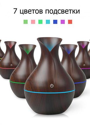 Увлажнитель воздуха с led подсветкой humidifier ultrasonic aroma 130 мл темное дерево