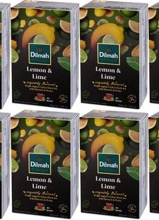 Набір 8 штук чорного чаю dilmah з цитрусовими нотками (лимон лайм) 160 х 1.5г