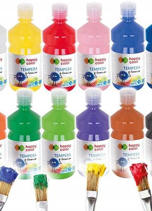 Плакатні фарби happy color 12 кольорів х 0,5л темпера