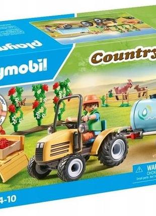 Набір playmobil 71442 country трактор з причепом і баком для води