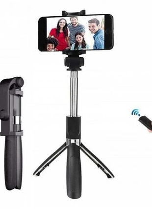 Селфі палиця штатив тринога для телефону bluetooth з пультом selfie stick l01 чорний