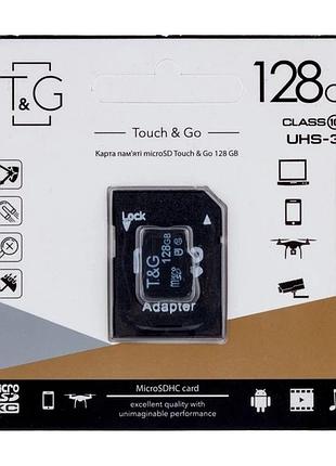 Карта памяти micro sdxc tg 128gb uhs-3 class 10 с адаптером черный