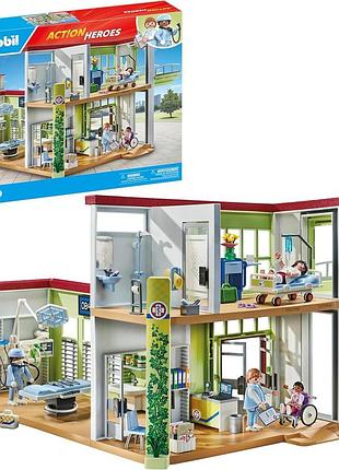 Playmobil action heroes 71615 сучасна лікарня виготовлена більш ніж на 80% з перероблених та екологічних матеріалів набір для