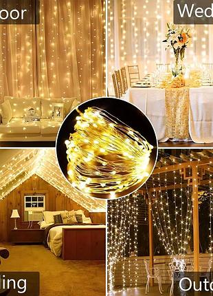 Гірлянда 200 led теплий білий warm white 20 м usb з пультом. lu992warmwhite
