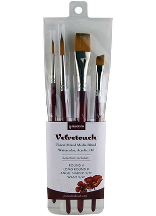 Princeton artist brush co princeton velvetouch серія p3950 професійний набір з 4 пензлями