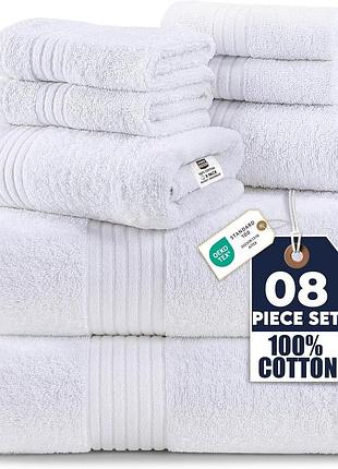 Utopia towels набір 8 преміум рушників: 2 банних 2 для рук 4 мийки бавовна дуже вбираючі (білий)