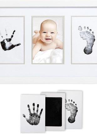 Pearhead babyprints набір рамок для фото новонародженого відбиток стопи хрещення подарунок для малюка білий