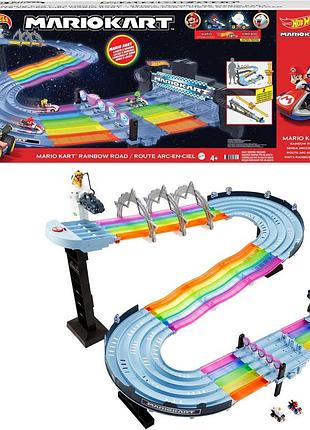 Hot wheels gxx41 гоночний трек mario kart rainbow boulevard з 2 варіантами монтажу довжина 2,5 м 2 машини 1:64 від 4 років