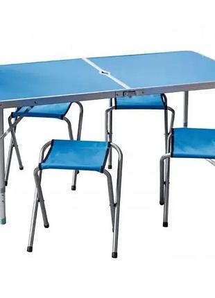 Стол и стулья для пикника folding table t-02 синий 2