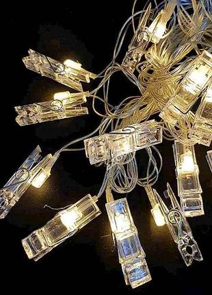Гирлянда фигурки 12led пришепки теплый белый 5мпереходник 1698-10 тм китай