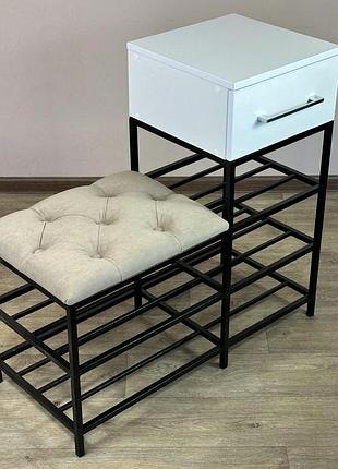 Банкетка для взуття атланта-1r 80 см велюр бежевий/біла аляска 3-3-9005