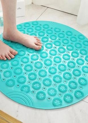 Круглый нескользящий коврик massage foot rad для душа мятный