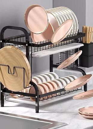 Сушилка для посуды kitchen rack double deck design