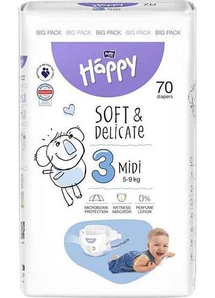 Подгузники детские р.3 70шт happy baby midi 5-9кг тм bella