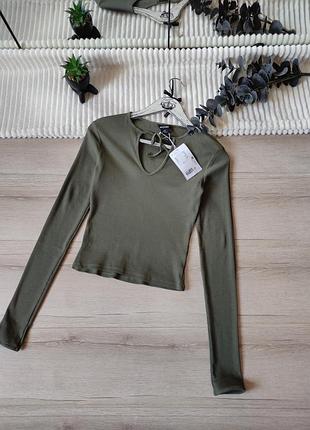 Новый хлопковый лонгслив рубчик monki p xs