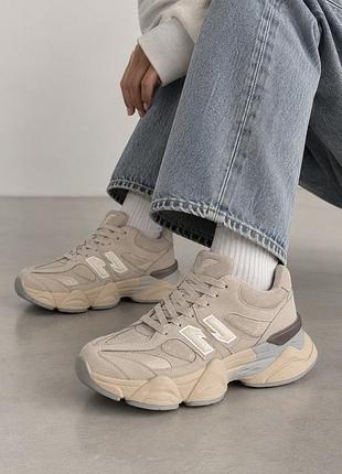 Утепленные высокие кроссовки в стиле new balance 9060 женские bashili серо-бежевый 39 (25 см) код: 2027-12-6 grey