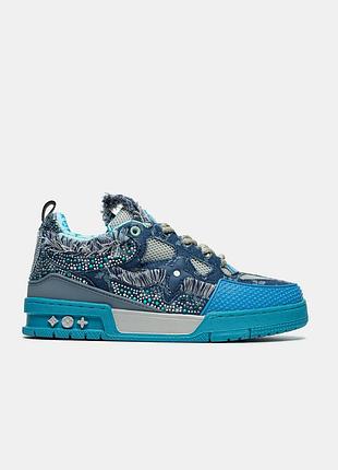 Голубые мужские кроссовки louis vuitton 1854 trainer blue swarovski monogram х луи виттон 43