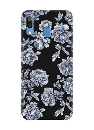Матовый черный чехол на samsung galaxy a30 (2019) / a20 (2019) ночные цветы (принт 432)