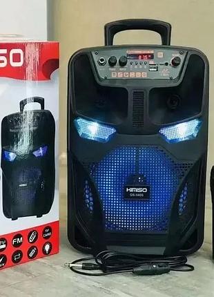 Бездротова акустична колонка-валіза kimiso qs-5805 з мікрофоном і світломузкою usb/bt/fm/bluetooth tac