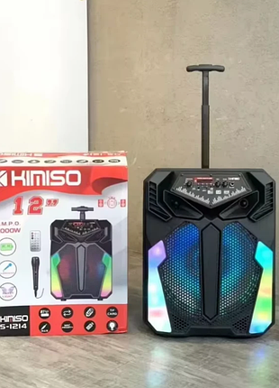Портативна акустична колонка kimiso qs-1214 (12") з мікрофоном і світломузкою