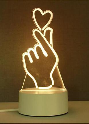 Ночник lamp 3d-16 рука с сердца