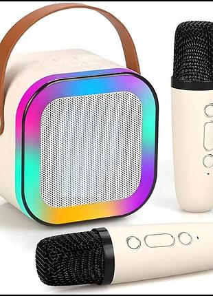 Портативная беспроводная колонка-караоке с led-подсветкой и двумя микрофонами