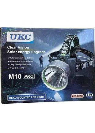 Налобный аккумуляторный фонарик ukc m10 pro с зарядкой от type-c