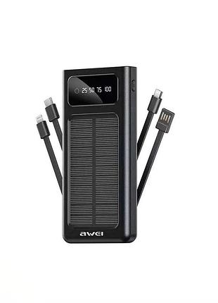 Внешний аккумулятор awei p129k power bank 10000 mah solar panel солнечная панель