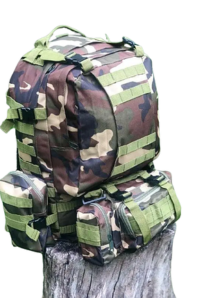 Тактичний рюкзак на 55 л із підсумками 55х40х25 см b08 лісовий камуфляж