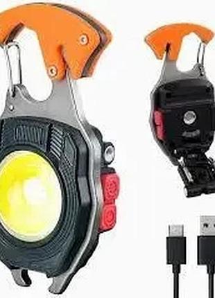 Led фонарь брелок карабин многофункциональный на аккумуляторе