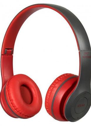 Накладні бездротові навушники p47 4.1+edr wireless headphones bluetooth чорно-червоні ( beats solo 2)