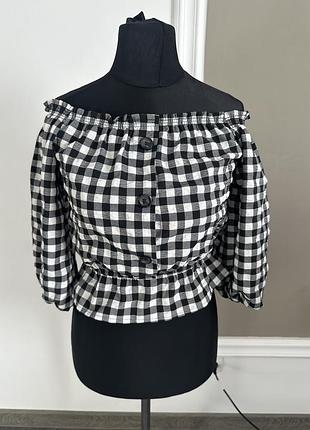 Кофта блуза h&m  s/m в клітинку 2