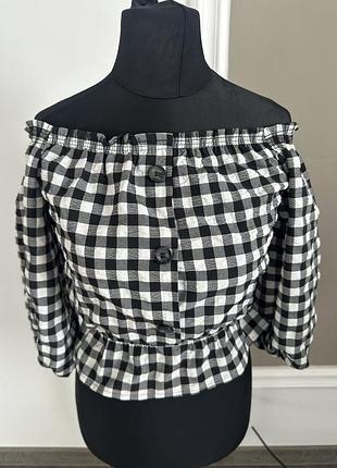 Кофта блуза h&m  s/m в клітинку 3