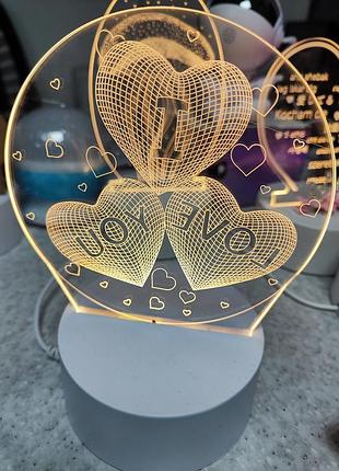 Ночник lamp 3d-15 3 сердца