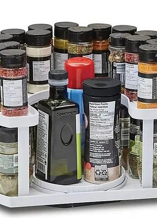 Полиця-органайзер для спецій spice spinner two-tiered spice organizer дворівнева для зберігання ємностей