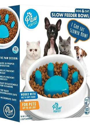 Миска для собак котов круглая slow feeder bowl лапка для медленного кормления пластиковая