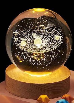 Декоративный 3d шар ночник лампа хрустальный солнечная система led светильник usb с подсветкой