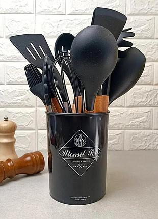 Набор кухонных принадлежностей 12 предметов kitchen set черный