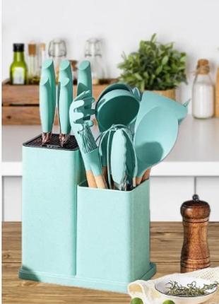 Набор кухонный ножей и аксессуаров kitchenware set 20 пр. бирюзовый