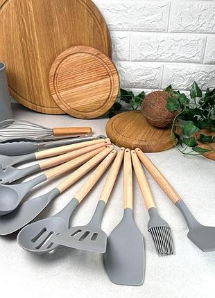 Набор кухонных принадлежностей 12 предметов kitchen set серый
