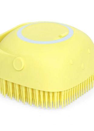 Силиконовая массажная щетка мочалка silicone massage bath brush желтая