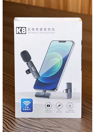 Портативный беспроводной петличный микрофон k8 с переходником для блогеров