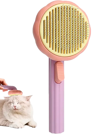 Расческа для вычесывания шерсти домашних животных hipetime - pet brush pumpkin розовый