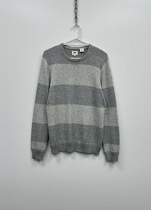 Вʼязаний светр levi’s knitted striped cotton original sweater double grey