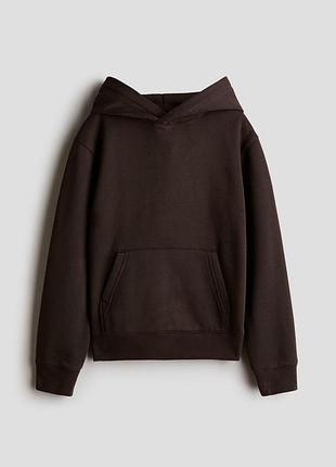 Тепле худі h&m на флісі | коричнева толстовка з капюшоном для підлітка